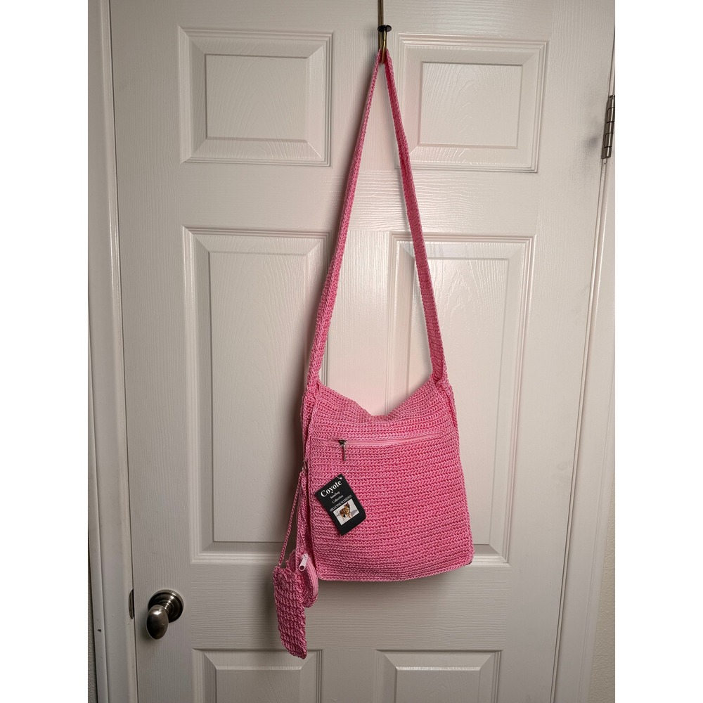 Coyote Millennium Edition Pink Crochet Crossbody Bag HT175CZ with Pouches NWT